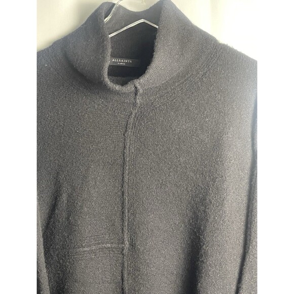 Allsaints Lock Roll Neck Wool Blend Asymmetric Hem Sweater In Black Sz L New - Picture 5 of 9